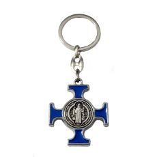 Kľúčenka kovová Benediktínska – modrá