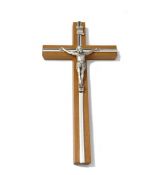 Kríž drevený s lištou – hnedý 16 cm