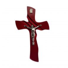 Kríž drevený mašľový s korpusom – bordový