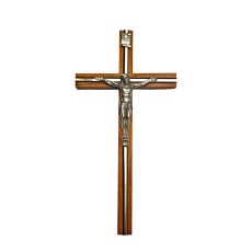 Kríž drevený s lištou - hnedý 26cm